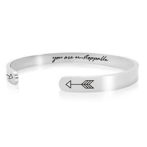 You are UNSTOPPABLE Inspirational Quote Bracelet STEEL SILVER COLOR